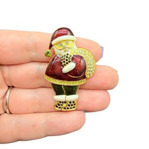 Vintage Santa Brooch,  Christmas Pin